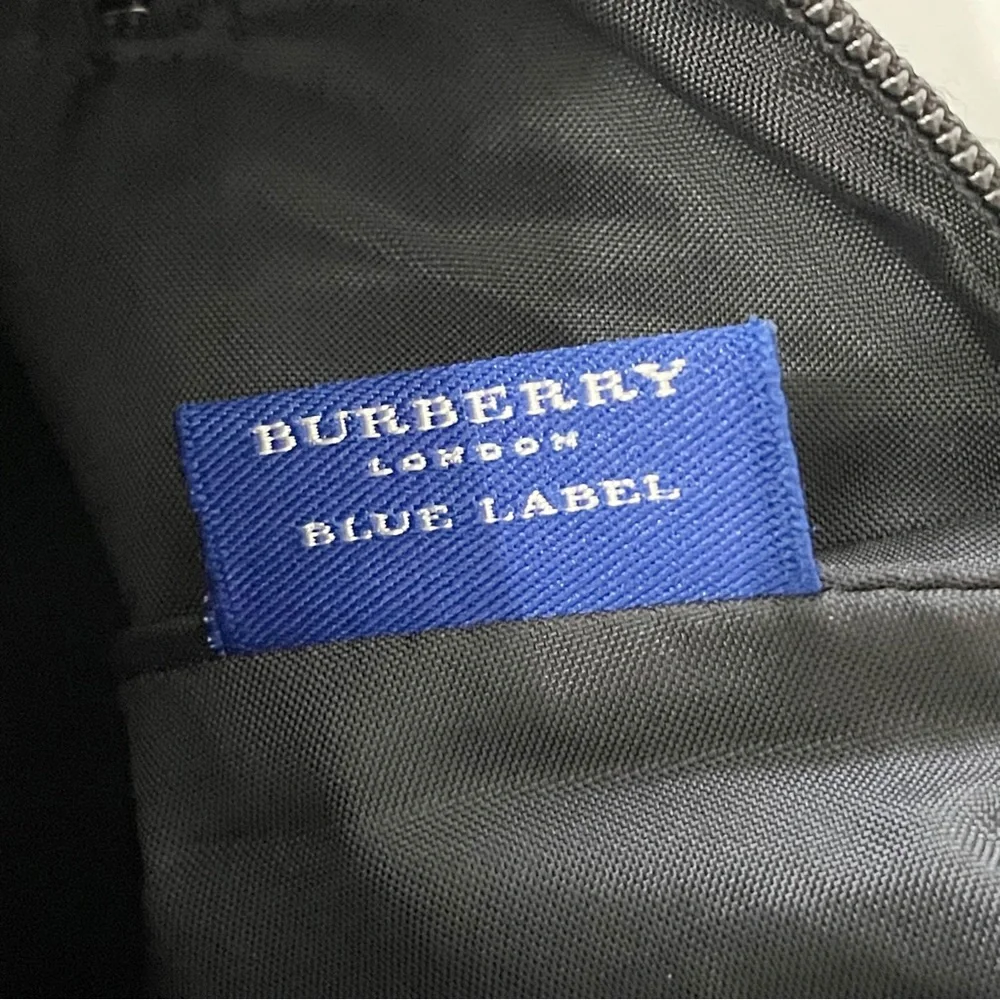 Burberry blue label black nylon tan nova check trim shoulder hobo bag - Picture 10 of 12